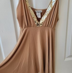 Gold sequined deep v-neck top/blouse - size small